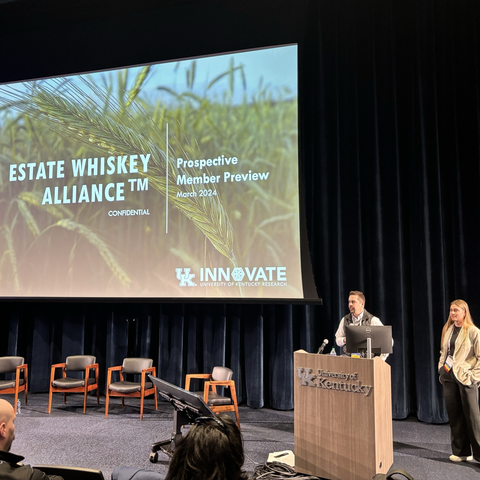 Founding members UK, the UK James B. Beam Institute for Kentucky Spirits and UK Innovate established the Estate Whiskey Alliance in 2023. Photo provided by UK Innovate.