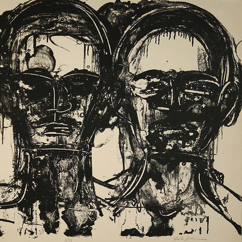 photo of Lester Johnson's "Three Heads, Frontal"