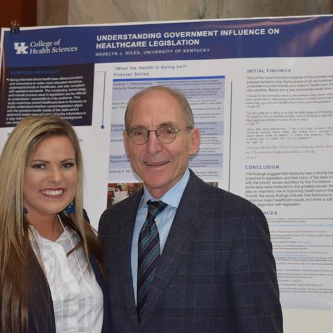 UK President Eli Capilouto with student researcher Madelyn Miles at the 2018 event.