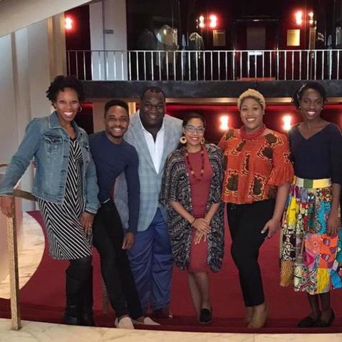 photo of 7 UK Opera Theatre alums and doctoral student Makeda Hampton at the Met 