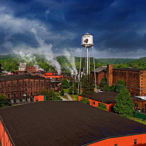 Image of Buffalo Trace Distillery buildings with water tower