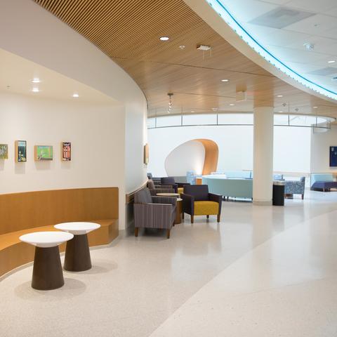 Photo of the lobby area in the new Pediatric Sedation and Procedure Unit