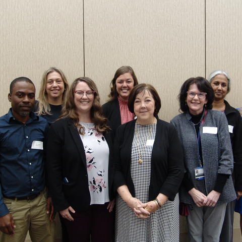 L-R: Reuben Adatorwovor, Courtney Brown, Jennifer Harrison, Lindsey James, Julie Watts McKee, Cynthia Beebou, Malini Kirakodu and Pamela Stein. Photo provided by College of Dentistry.
