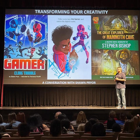 Shawn Pryor on a stage