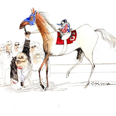 photo of illustration "The Kentucky Derby is Decadent and Depraved" by Ralph Steadman