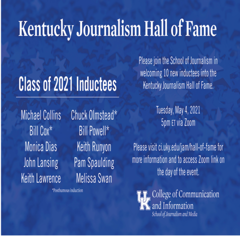 Class of 2021 Kentucky Journalism Hall of Fame