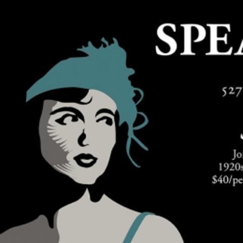 photo of "Speakeasy" web slide with woman in 1920's attire