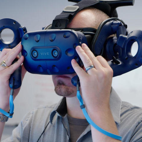 Photo of Stephen Ware Using VR Headset