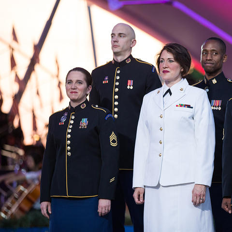 photo of Charis Strange and other military vocalists at Memorial Day Concert