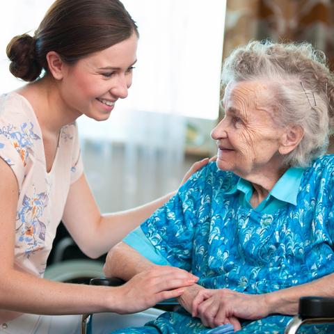 photo of caregiver and elderly woman