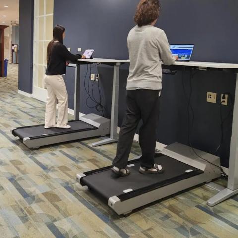 Students using new Treadmill Desks