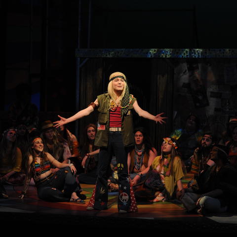 photo of Patrick Garr performing in UK Theatre's "Hair"