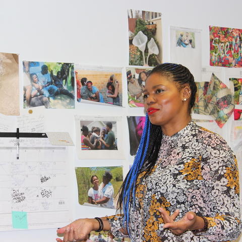 photo of Ebony G Patterson in her studio