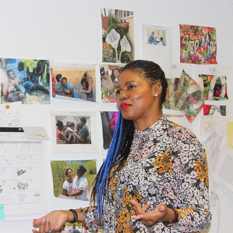 photo of Ebony G Patterson in her studio