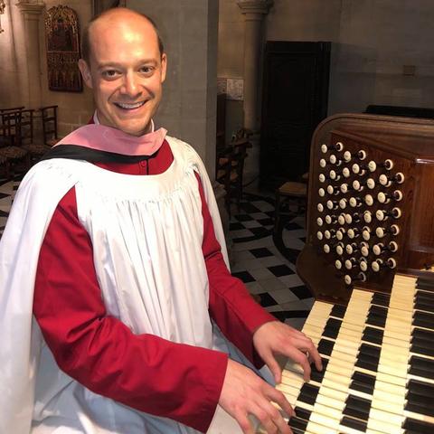 photo of Zach Ullery at organ