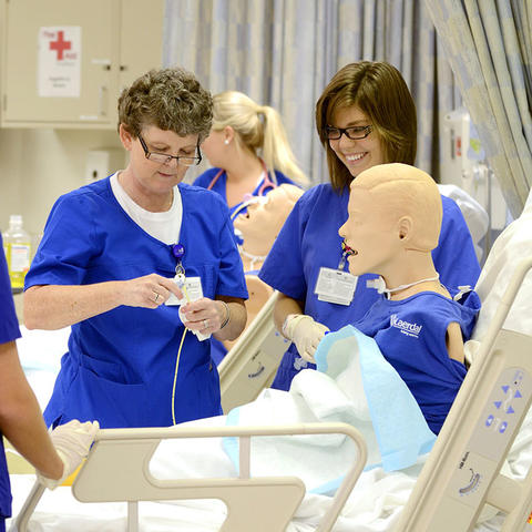 Students in the College of Nursing learn from experienced faculty and nurse mentors. 