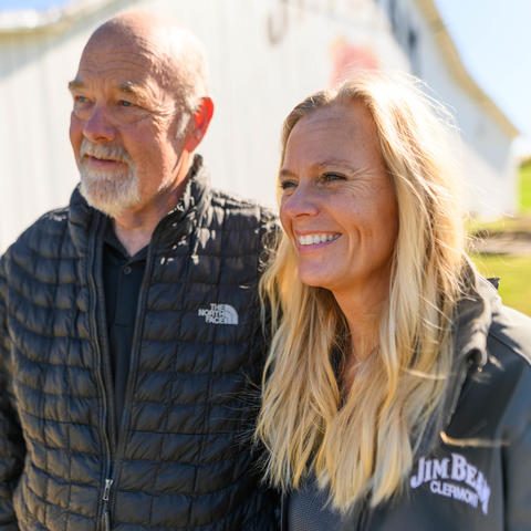 Image of Fred and DeeAnn outside the Jim Beam Distillery