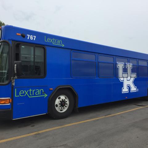 photo of Lextran bus that runs on UK campus route
