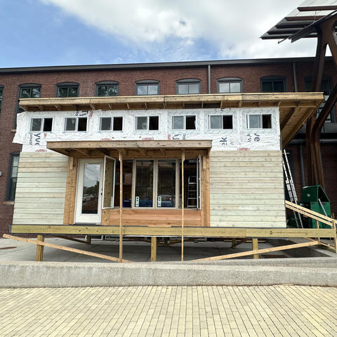 The full-size design build outside of the Gray Design Building.