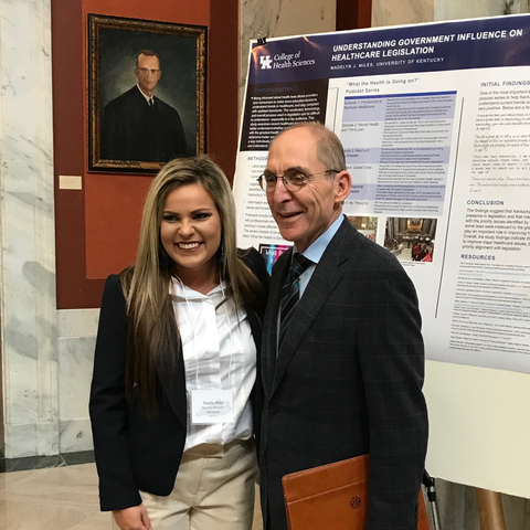 Photo of University of Kentucky College of Health Sciences student Maddie Miles, with University of Kentucky president Dr. Eli Capilouto