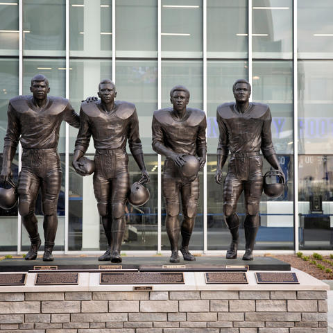 photo of football statue