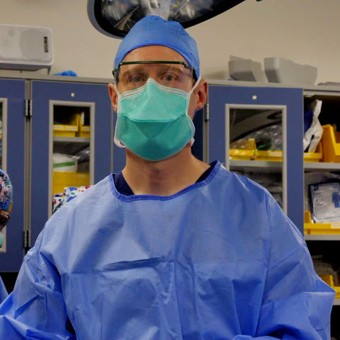 Man scrubbed up for surgery