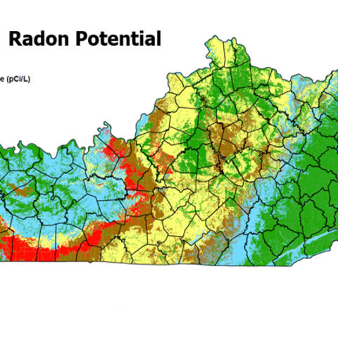 map of radon potential in Kentucky counties