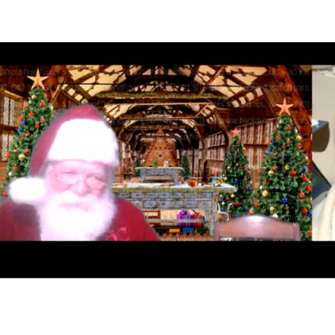 screenshot of Santa and child meeting virtually